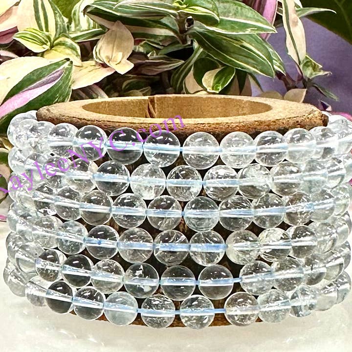 Pulsera elástica de 6 mm de topacio natural de 7,5” para venta al por mayor de KayleeNYC
