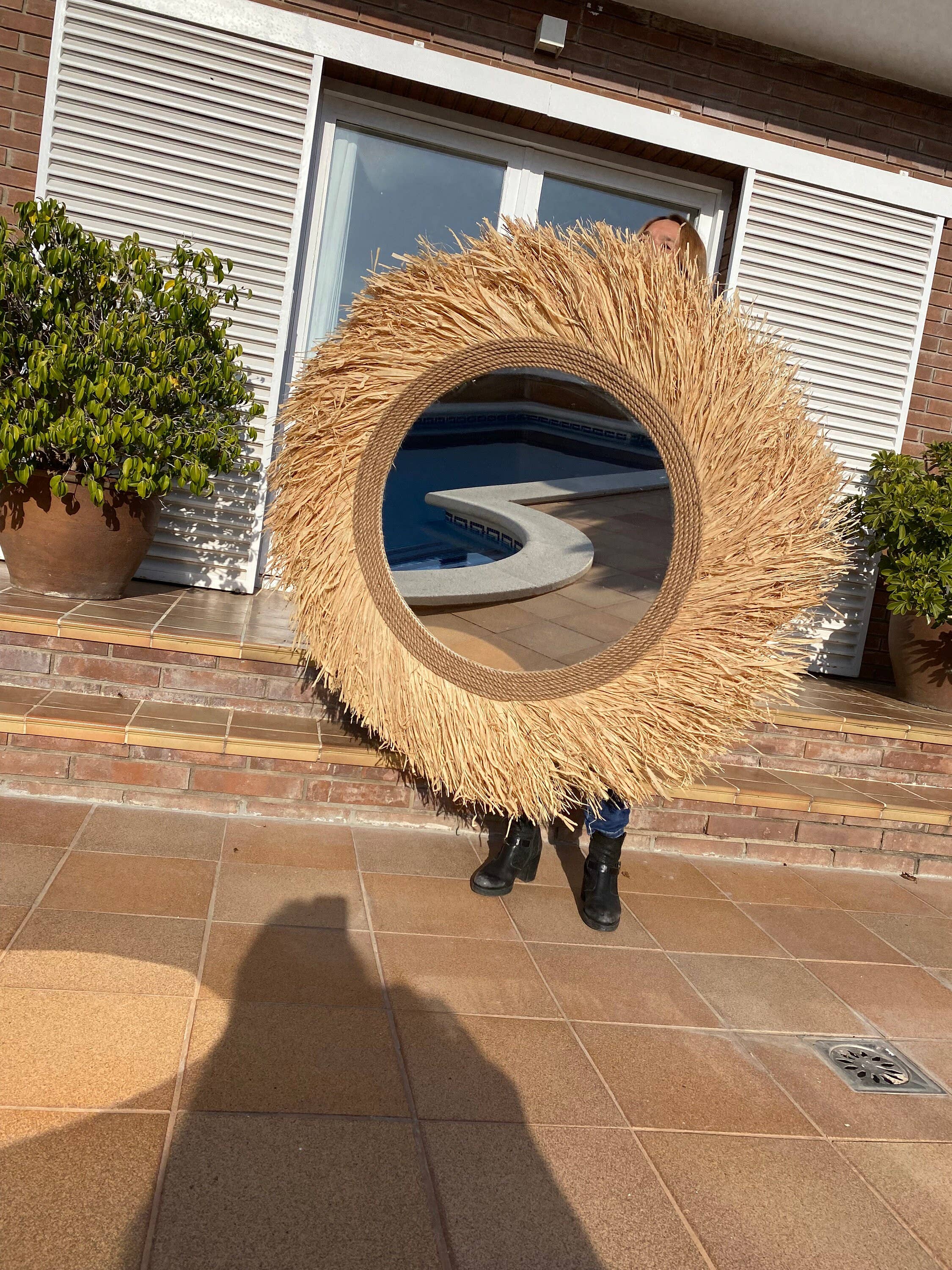 Geometrik Design - Wholesale Wall Stone - Natural Raffia Decorative Mirror8