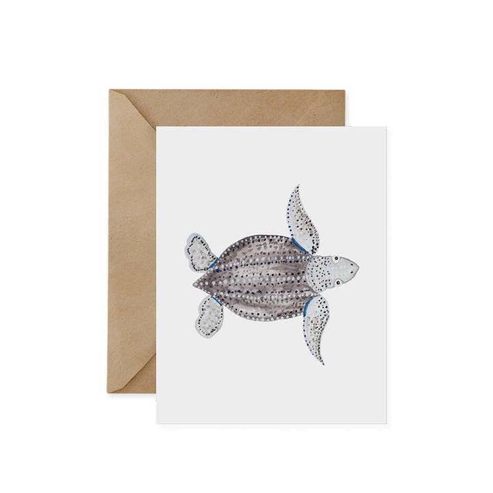 Red and Wolf Paper Company - Venta al por mayor Tarjetas de felicitación - Tarjeta de tortuga laúd, original, ecológica, manatíes, océano, agua, en peligro de extinción, reciclada, retribuye, conservación de la vida silvestre