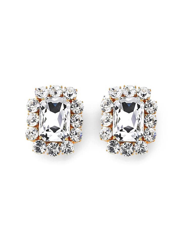 Boucles d'oreilles carrées en cristal et diamants Ninon pour la vente par Ninon
