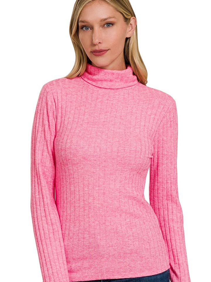 42POPS - Wholesale Knit top – Women's - ....SI-25201 RIBBED LONG SLEEVE TURTLE NECK TOP0