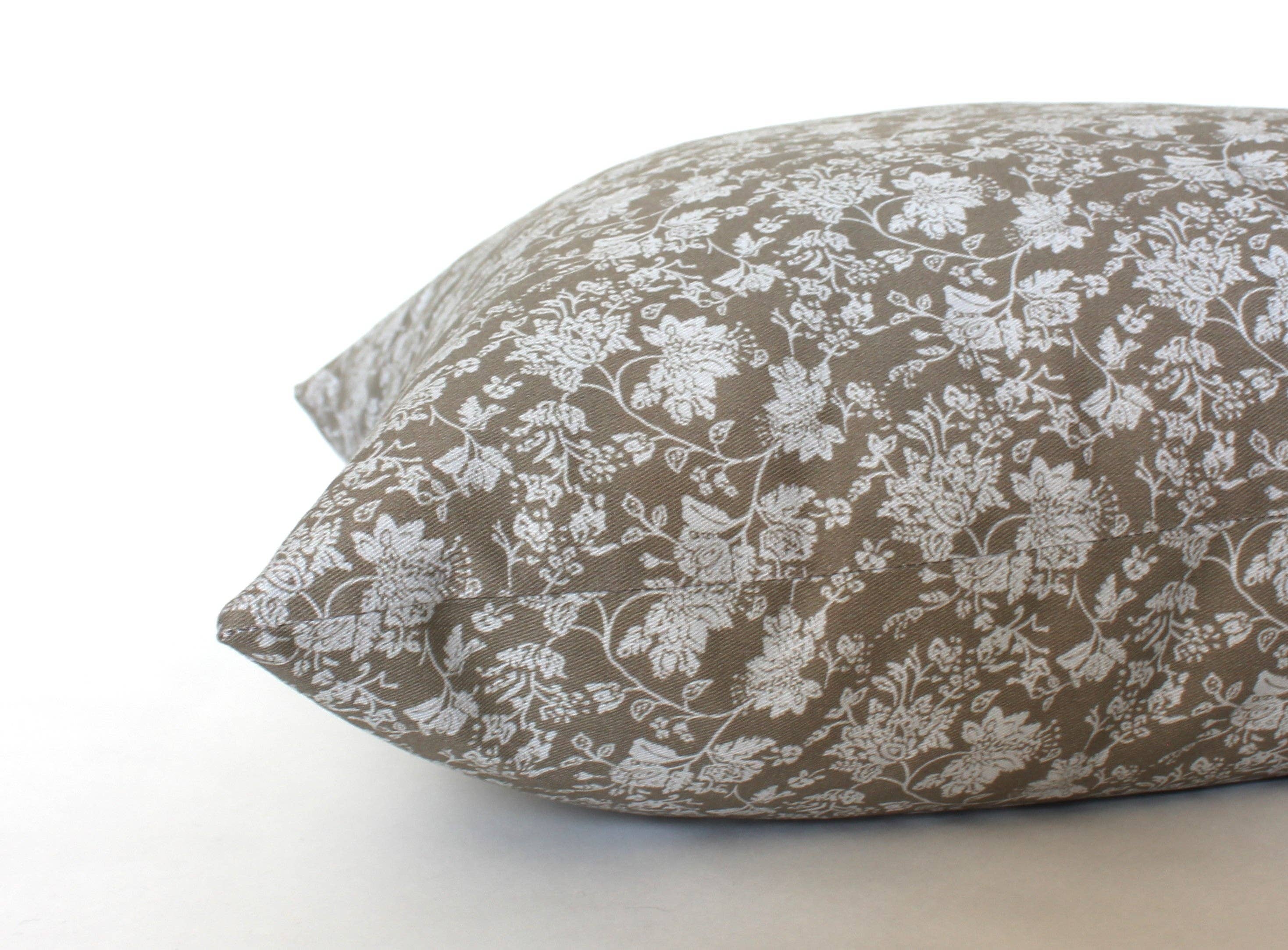 Textileish - Wholesale Throw Pillow Cover - Olive Floral Pillow Cover, Brown Throw Pillow | Meridan6