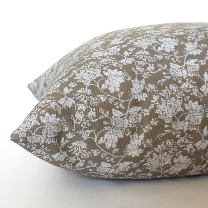 Textileish - Wholesale Throw Pillow Cover - Olive Floral Pillow Cover, Brown Throw Pillow | Meridan6