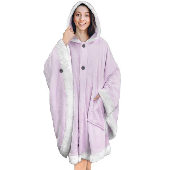 Pavilia - Wholesale Poncho - Women's - Angel Wrap Hoodie Sherpa Poncho Blanket83