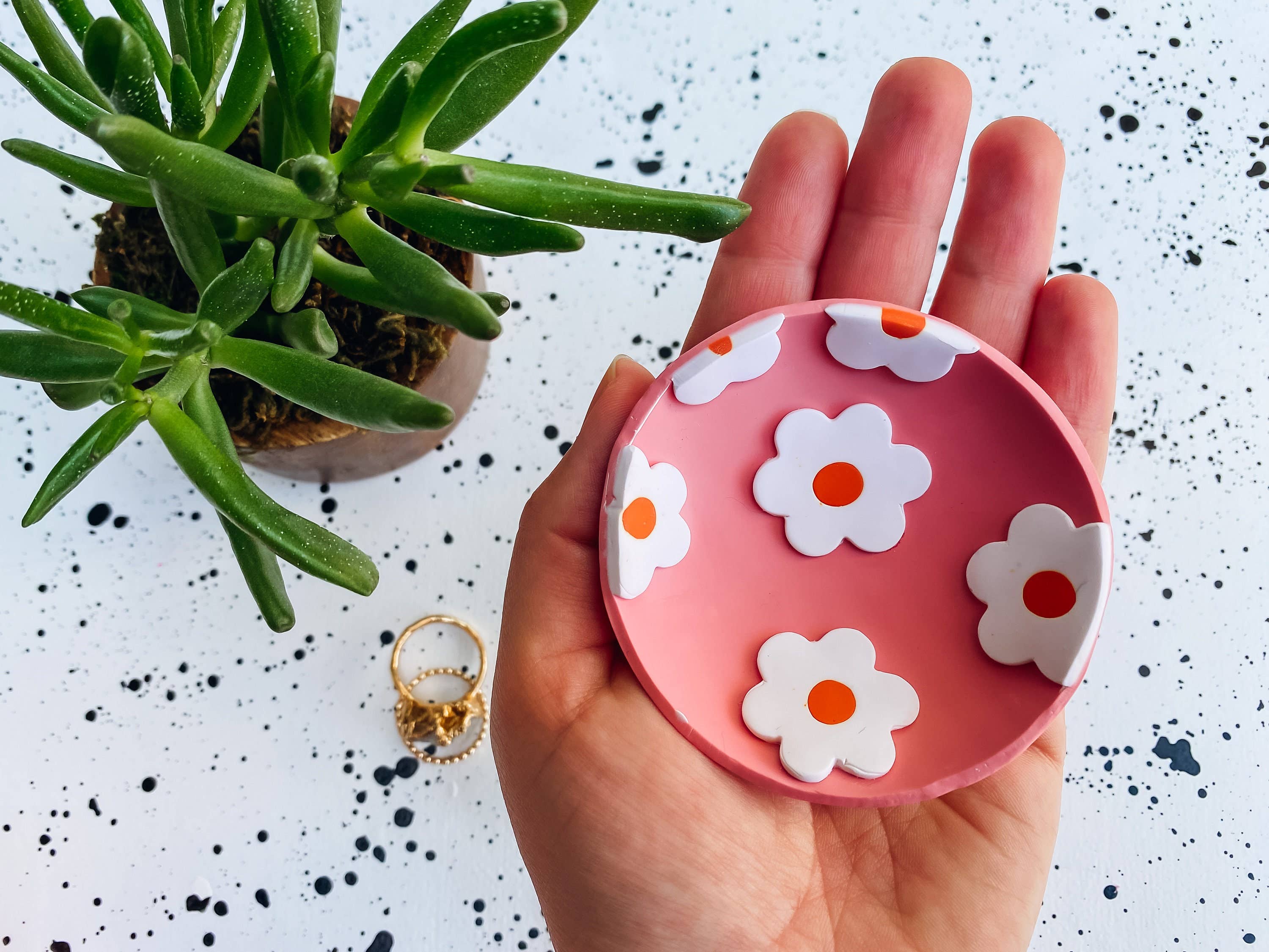 Lauren Likes Art - Wholesale Jewelry Dish - Daisy Flower Polymer Clay Boho Trinket Dish9