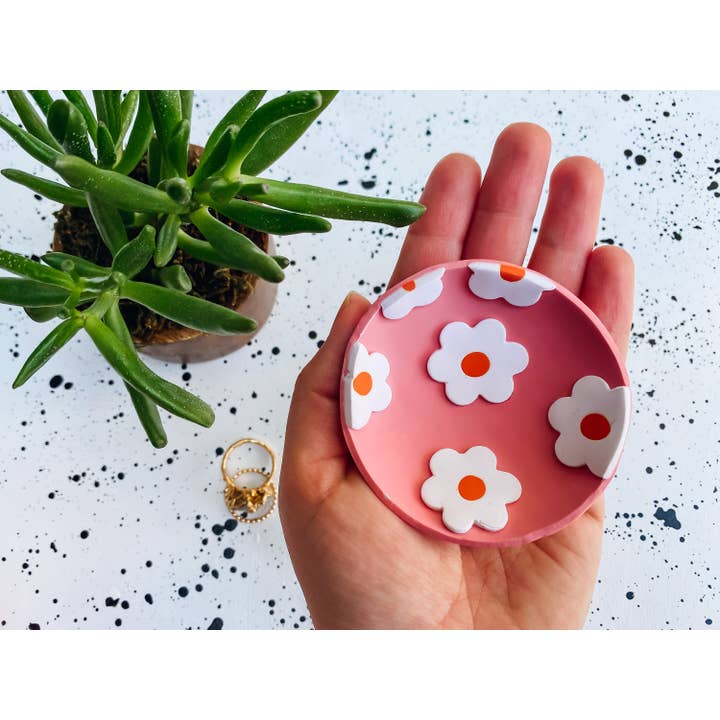 Lauren Likes Art - Wholesale Jewelry Dish - Daisy Flower Polymer Clay Boho Trinket Dish9