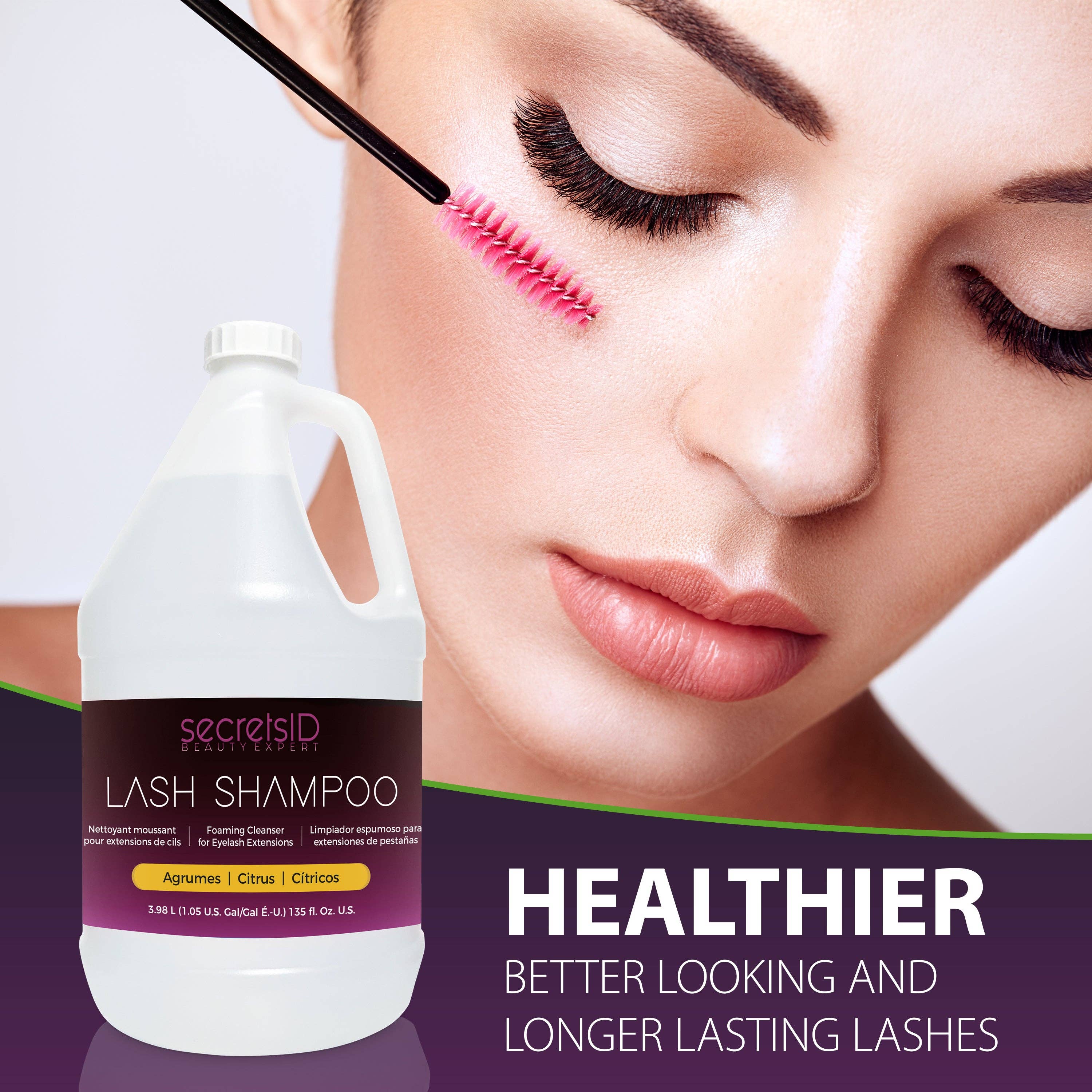 SecretsID - Wholesale Eyelash/Brow Serum - Foaming Lash Shampoo Bulk 1 Gallon Size - Citrus Scent6
