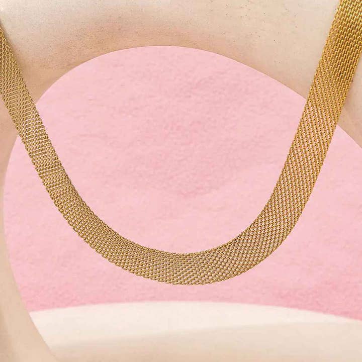 Cezary - Wide Gold Mesh Choker Necklace for wholesale by MeloMelo