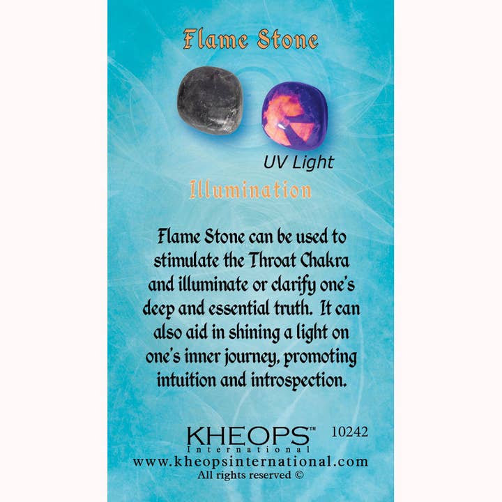 Gemstone Properties Info Card Flame Stone (Each) for wholesale by Kheops International