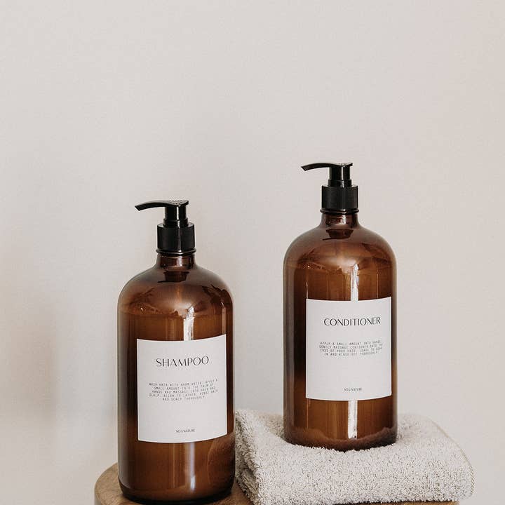 So At Nature - Wholesale Soap dispenser - Amber Glass Soap Dispenser With Black Pump Lid 1L - Byutifuru1