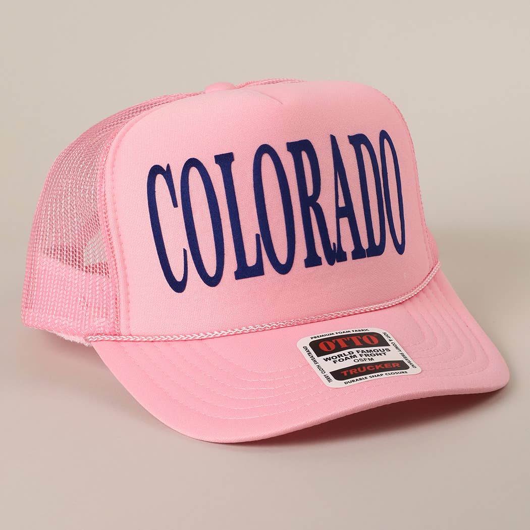 Fashion City - Wholesale Trucker Hat - Unisex - COLORADO Text Printed Mesh Back Foam Trucker Hat7