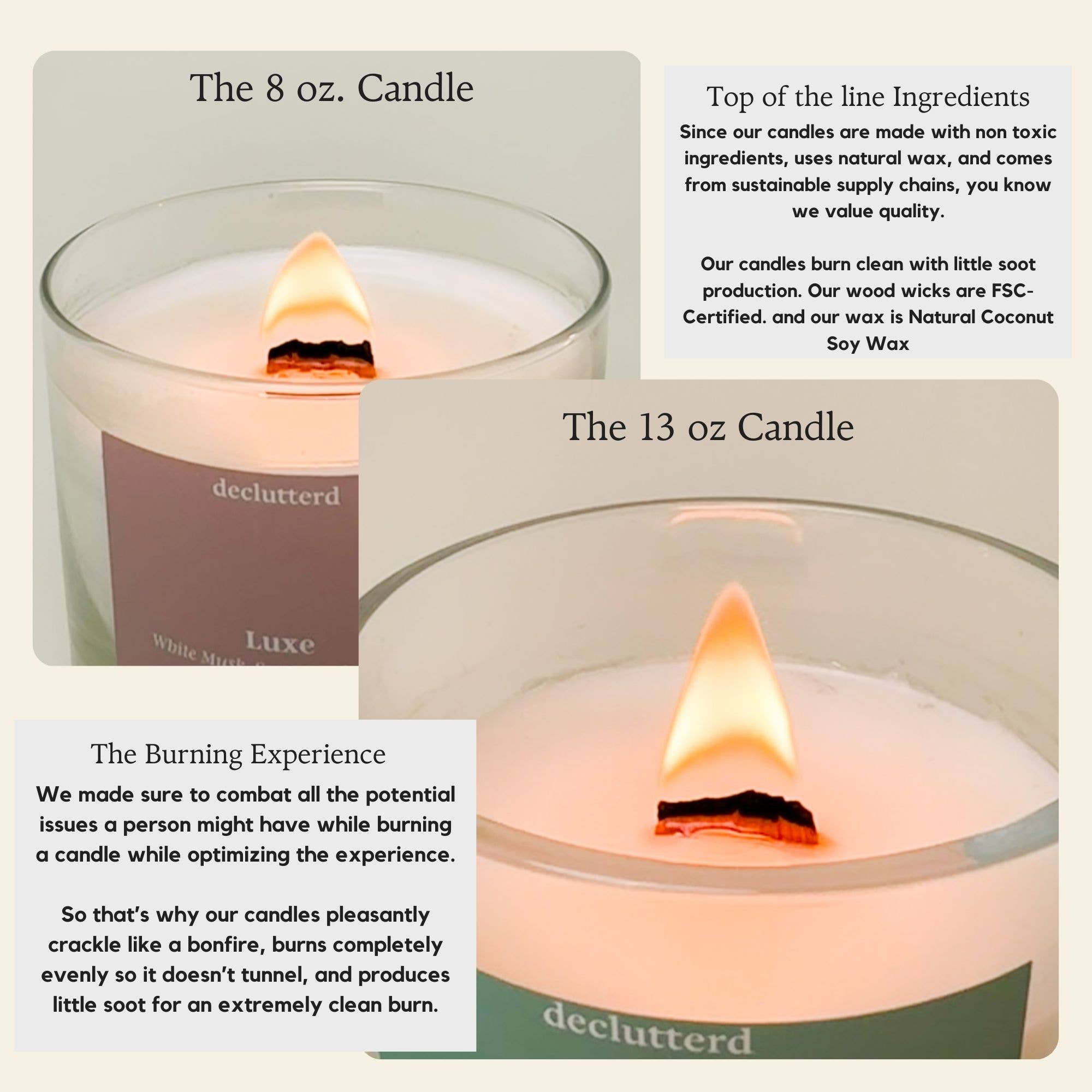 declutterd - Wholesale Jar/Filled Candle - Candle Wood Wick Stillness Non Toxic Coconut Soy Wax7