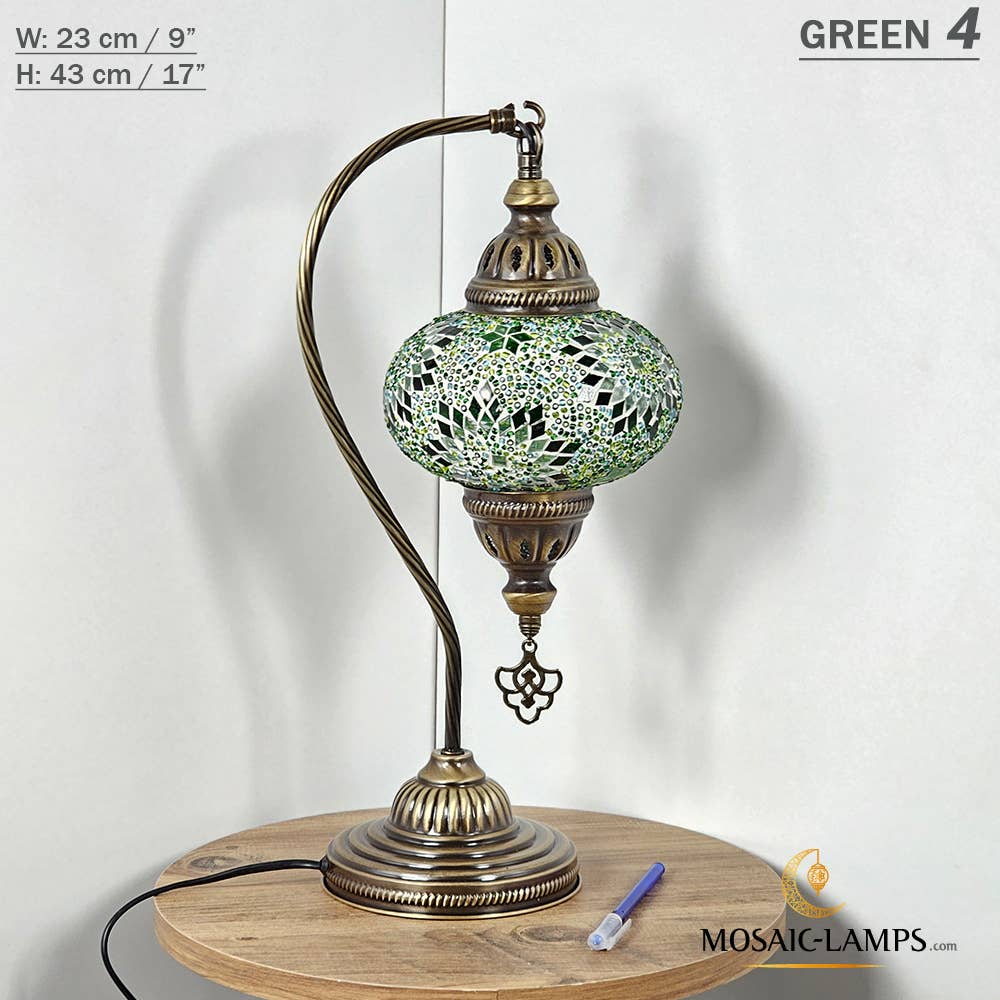Mosaic Lamps - Wholesale Accent/Desk Lamp - 10+Colors - Gooseneck Large Globe Mosaic Table Lamp, Turkish27