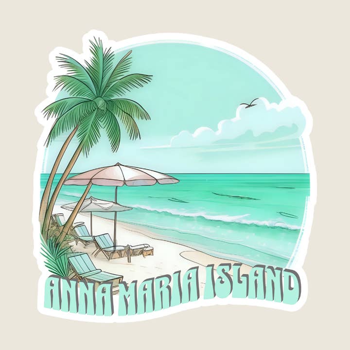 Shoreline Summit – wholesale Klistermärke – Strandpalmscen Anpassad Souvenirklistermärke (B1048)0