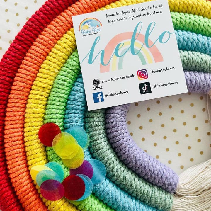 BabaRoo – wholesale Dimensionell/3D-väggkonst – Macrame regnbåge vägghängande1