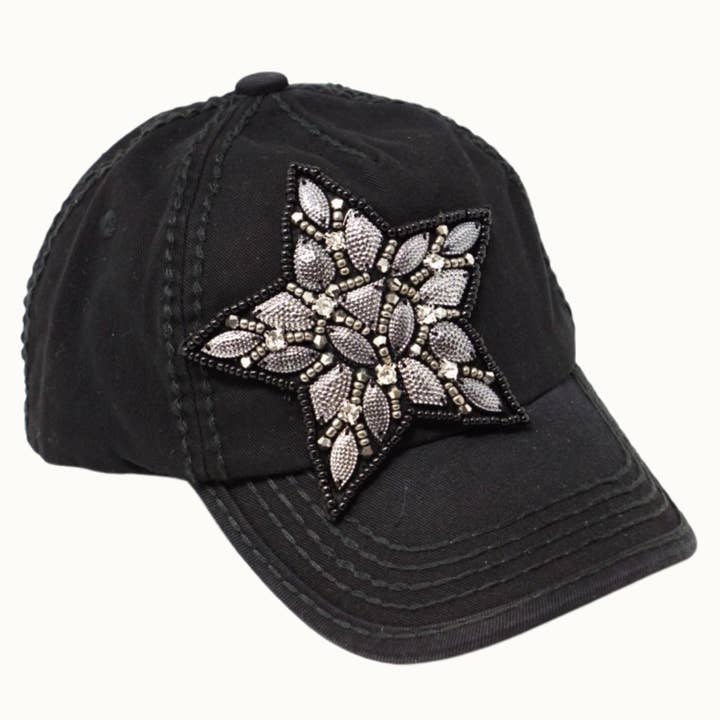 Olive & Pique - Wholesale Baseball Cap - Women's - Bejeweled Embellished Star Glitz Youth Ponytail Cotton Cap