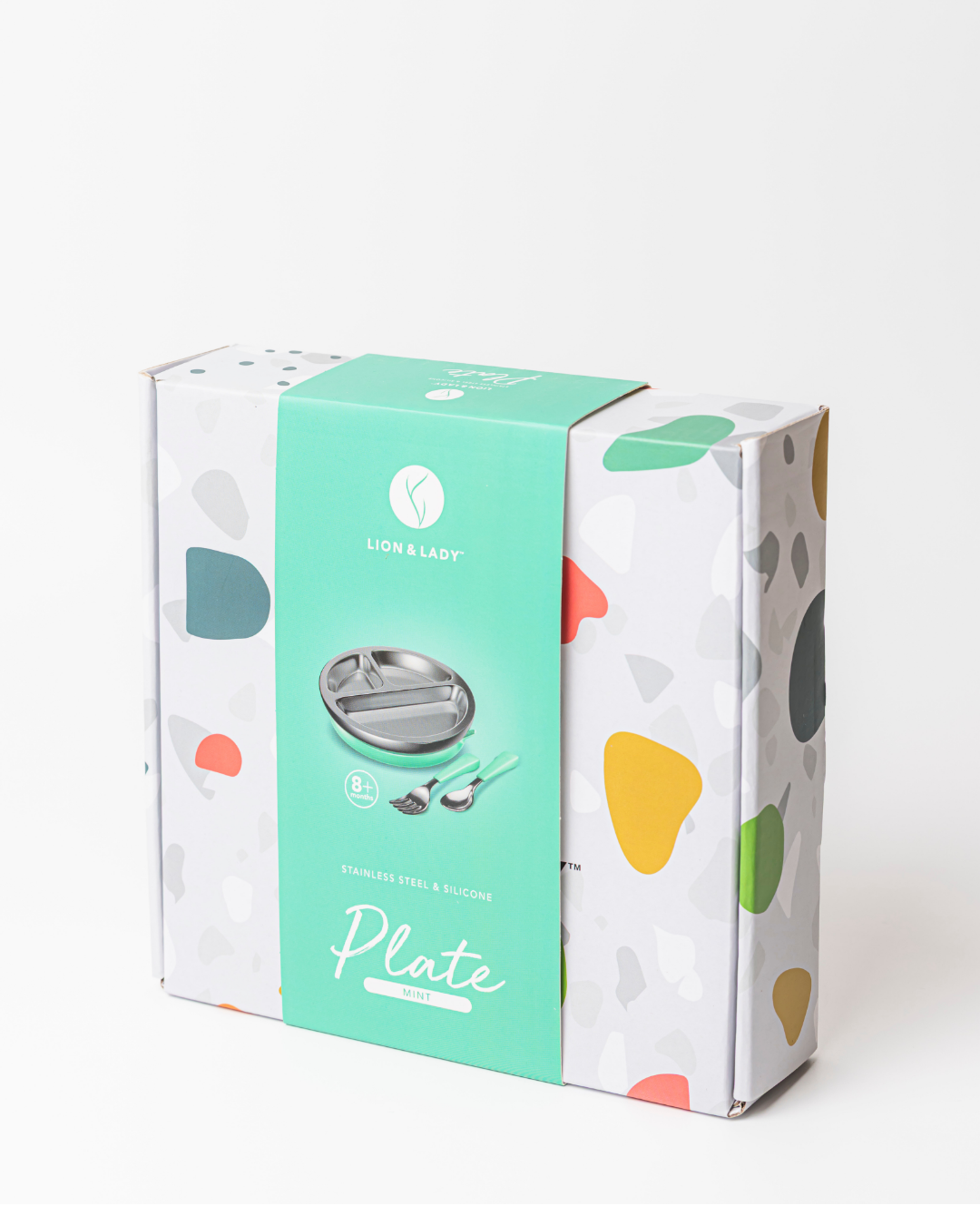 Lion & Lady - Wholesale Feeding Set - Baby - 18/8 Stainless Toddler Plate with silicone suction base, spoon and fork7