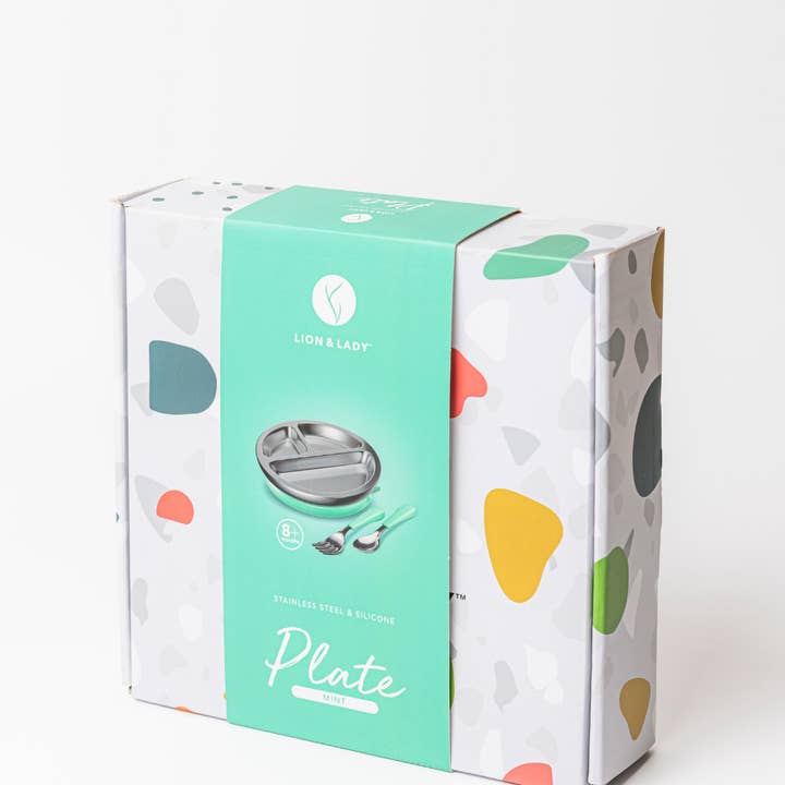 Lion & Lady - Wholesale Feeding Set - Baby - 18/8 Stainless Toddler Plate with silicone suction base, spoon and fork7