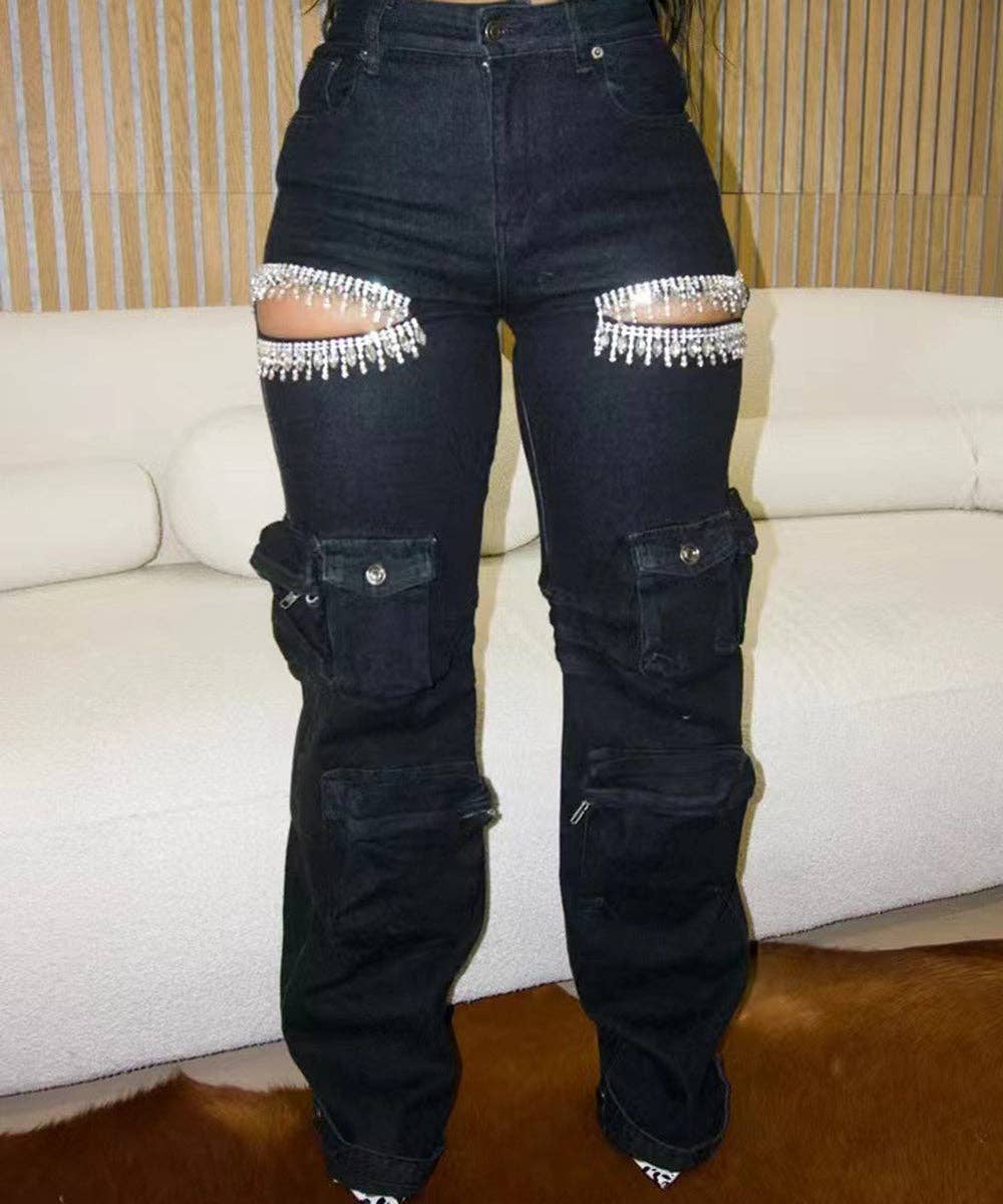 Aria Romance – wholesale Jeans – Women’s – Distressed Wash Cargo Jeans10