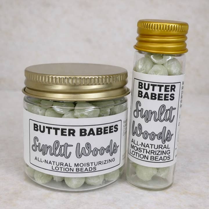 Sunlit Woods β Natural Shea Lotion Beads (Butter Babees) for wholesale by Dot & Co.