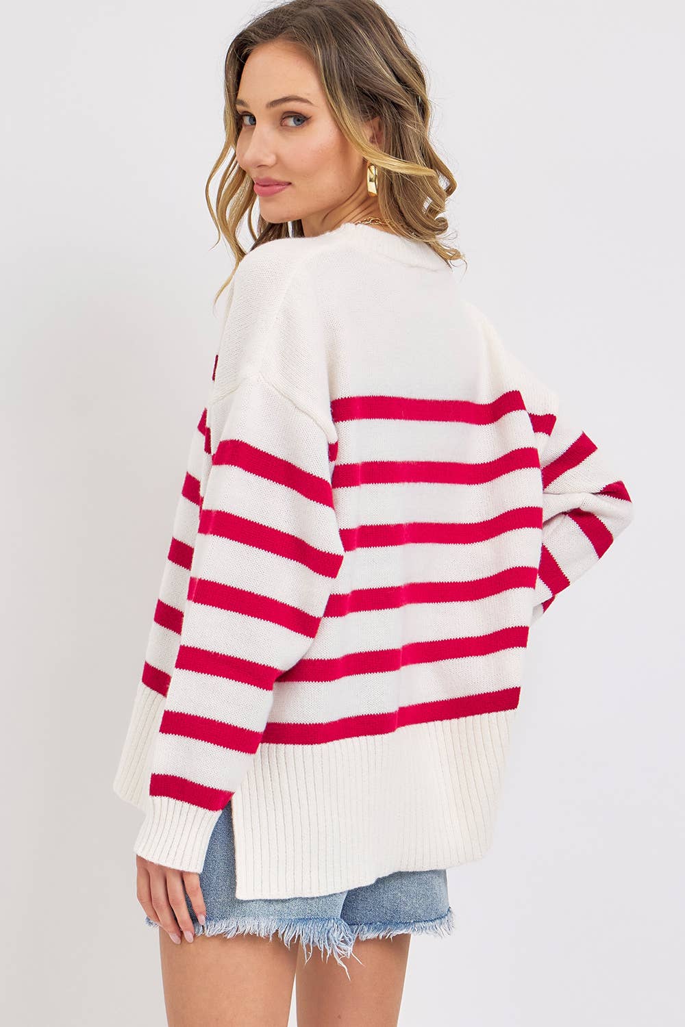 Sweet Lovely by Jen – wholesale Tunic sweater – Women’s – STRIPED PULLOVER OVERSIZE  SWEATER7