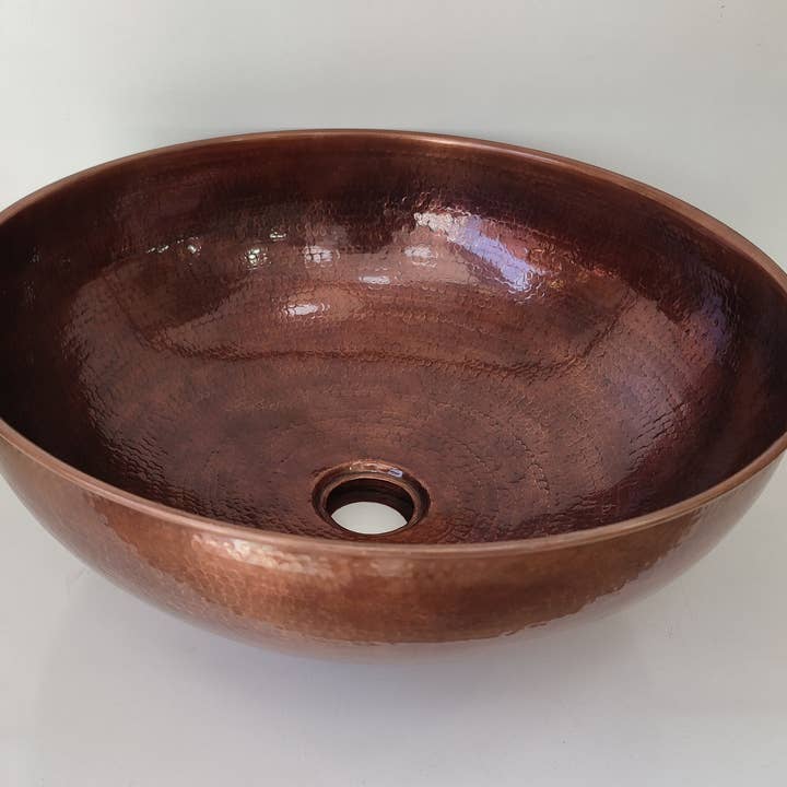 Évier encastré en cuivre martelé à la main du Maroc pour la vente par MARRAKECH METACRAFT LTD