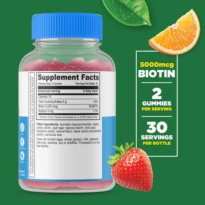 Lifeable - Wholesale Oral Supplement/Vitamin - Lifeable Sugar Free Biotin 5,000 mcg Gummies, Hair Skin Nail1
