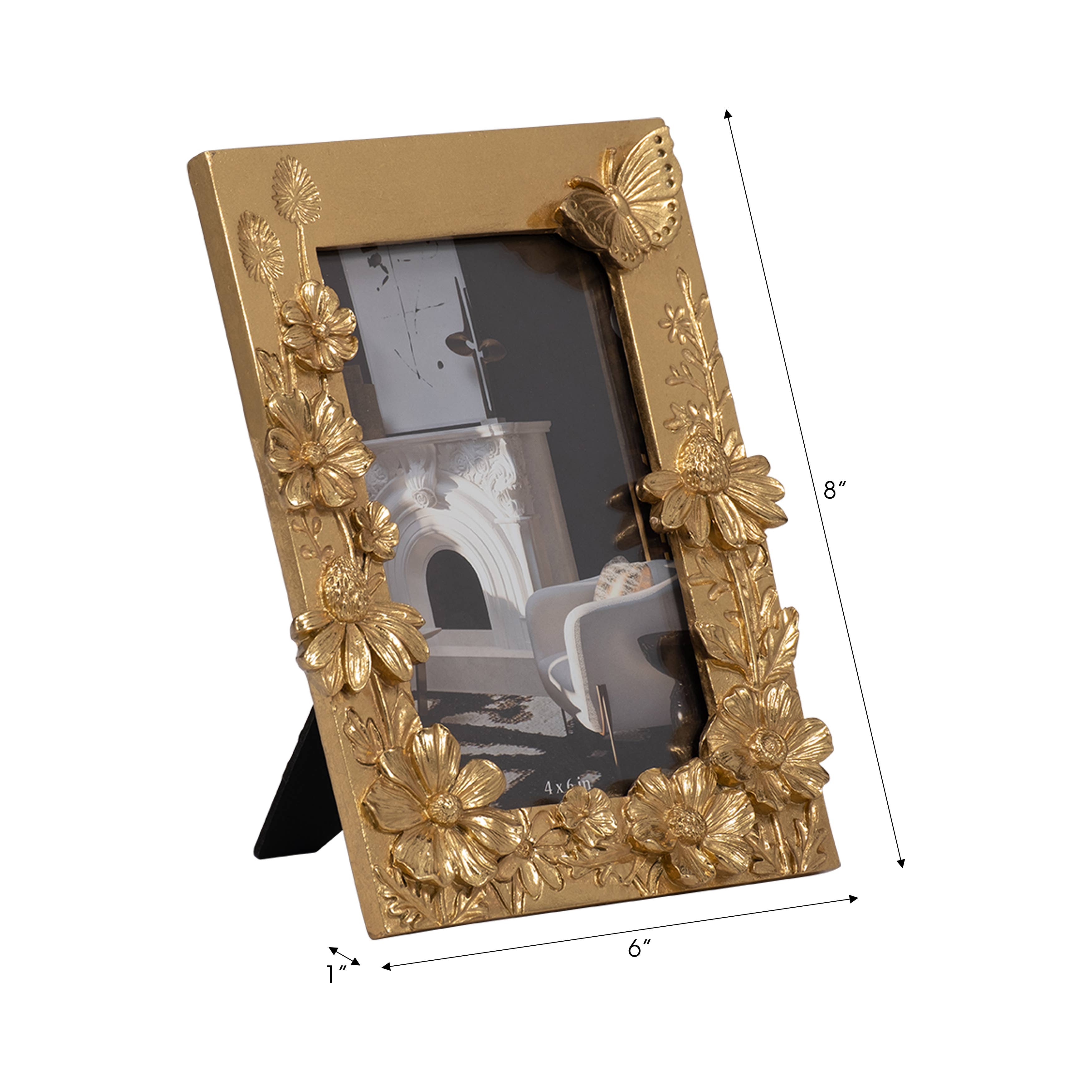 Sagebrook Home - Wholesale Picture Frame - Resin Boho Spring Time Photo Frame - Gold, 4x6 in.2