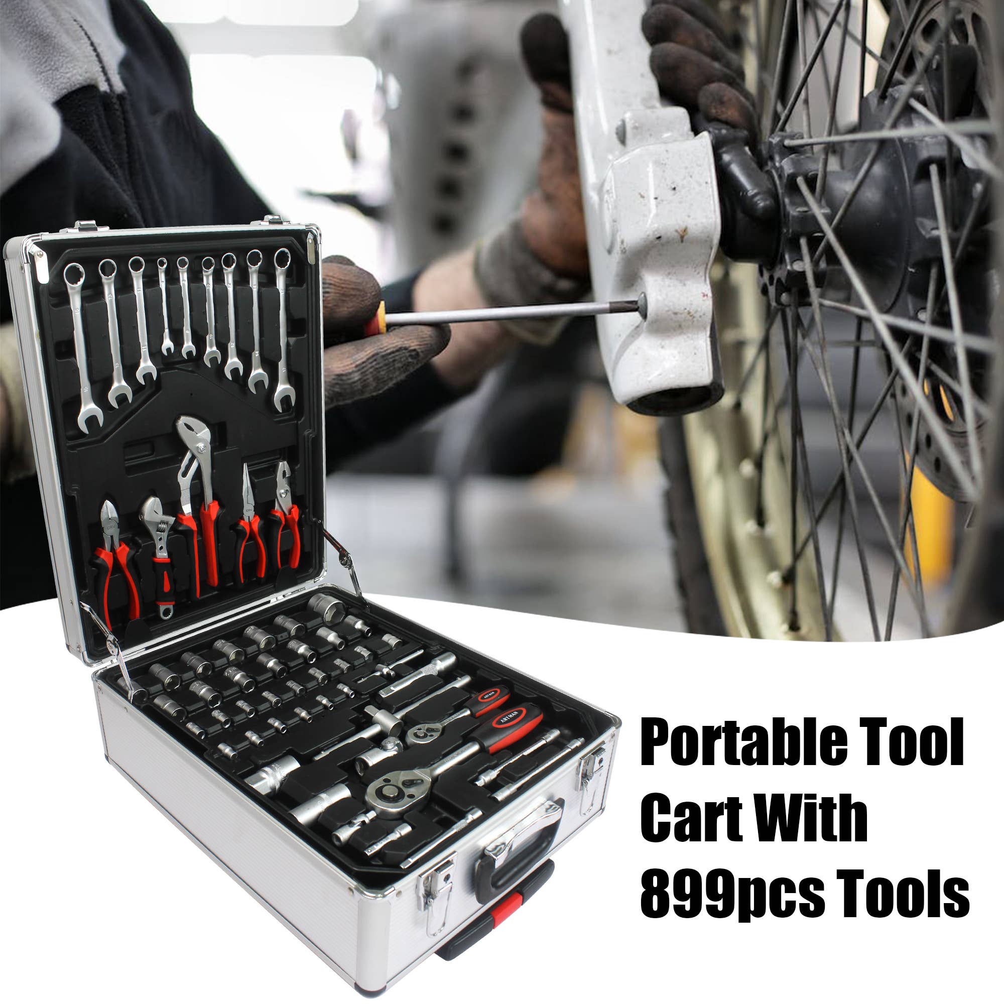 39F Inc. - Wholesale Tool Set - Home Repair Tool Set with Rolling Toolbox-4 Drawer27