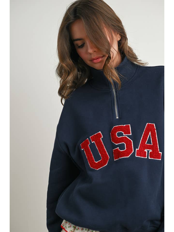 BUTTERMELON - Wholesale Sweatshirt - Women's - Quarter Zip Long Sleeve Top - BMT779530