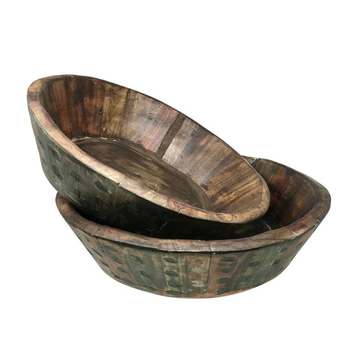 Wilco Home - Vente Assiettes/plats/bols de décoration - Lot de 2 bols à pâte en eucalyptus récupérés2