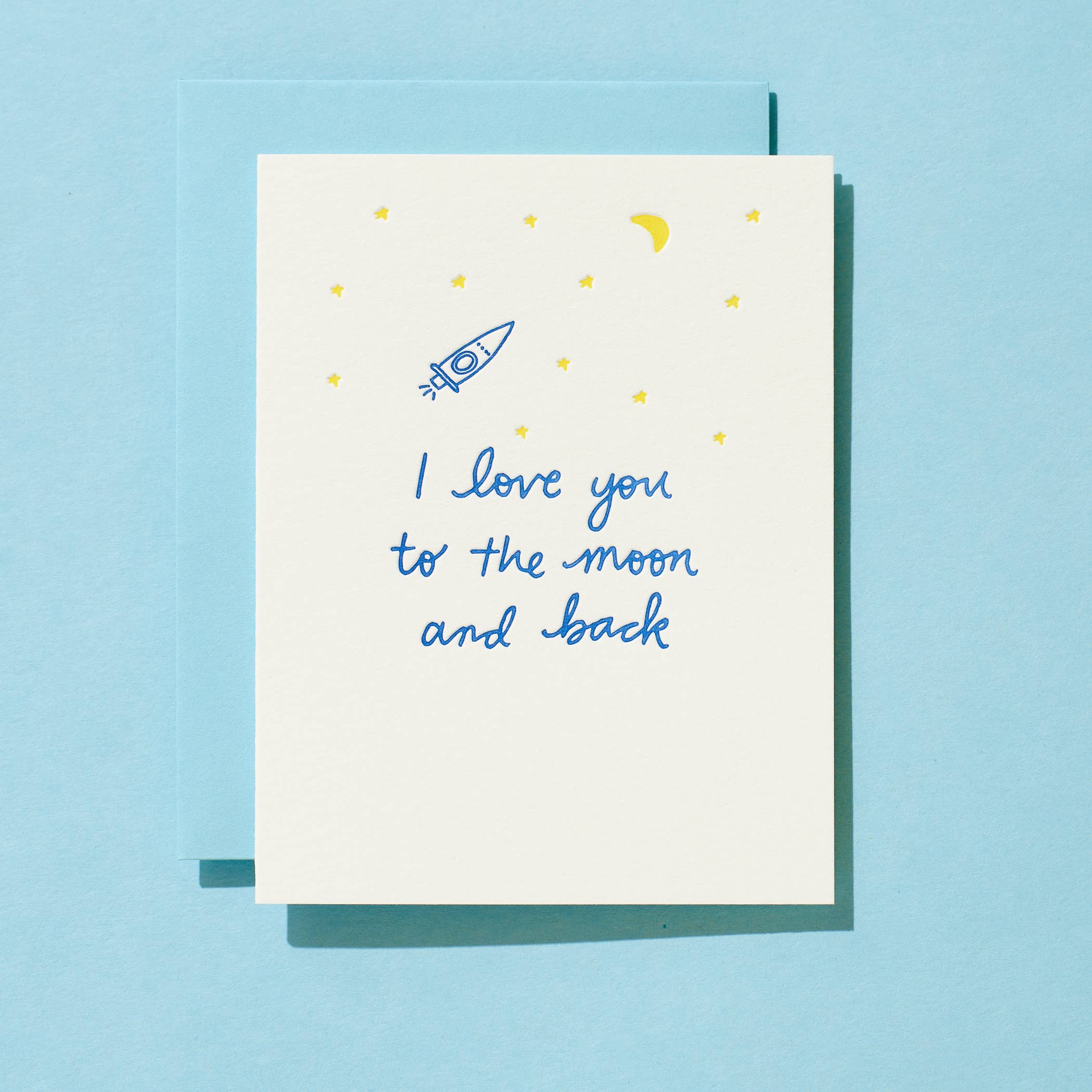 Shorthand Press – Cartão de amor por atacado – Eu te amo a lua - Cartão Tipografia1