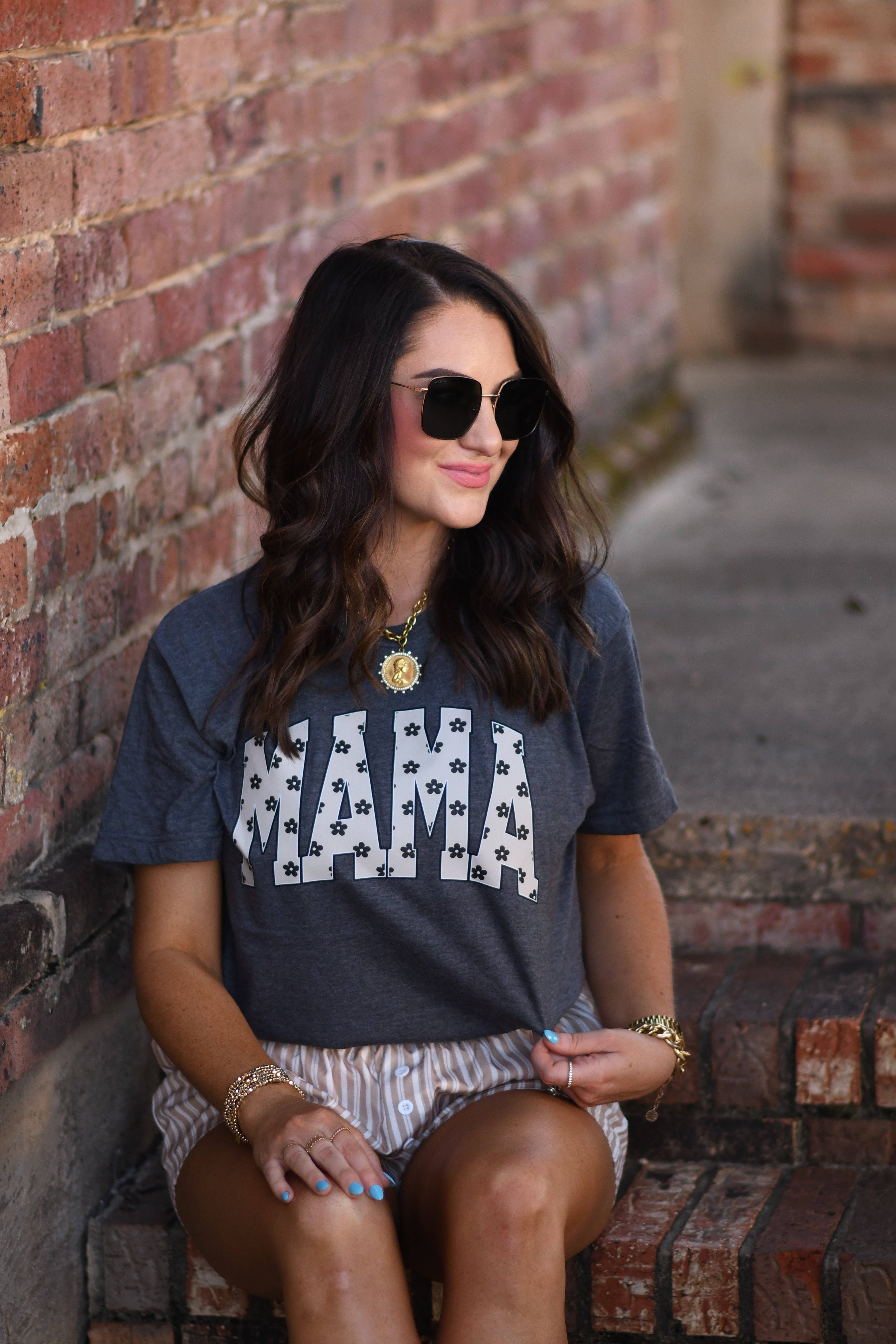 Heather Charcoal Mama Flowers Tee for wholesale on Faire2