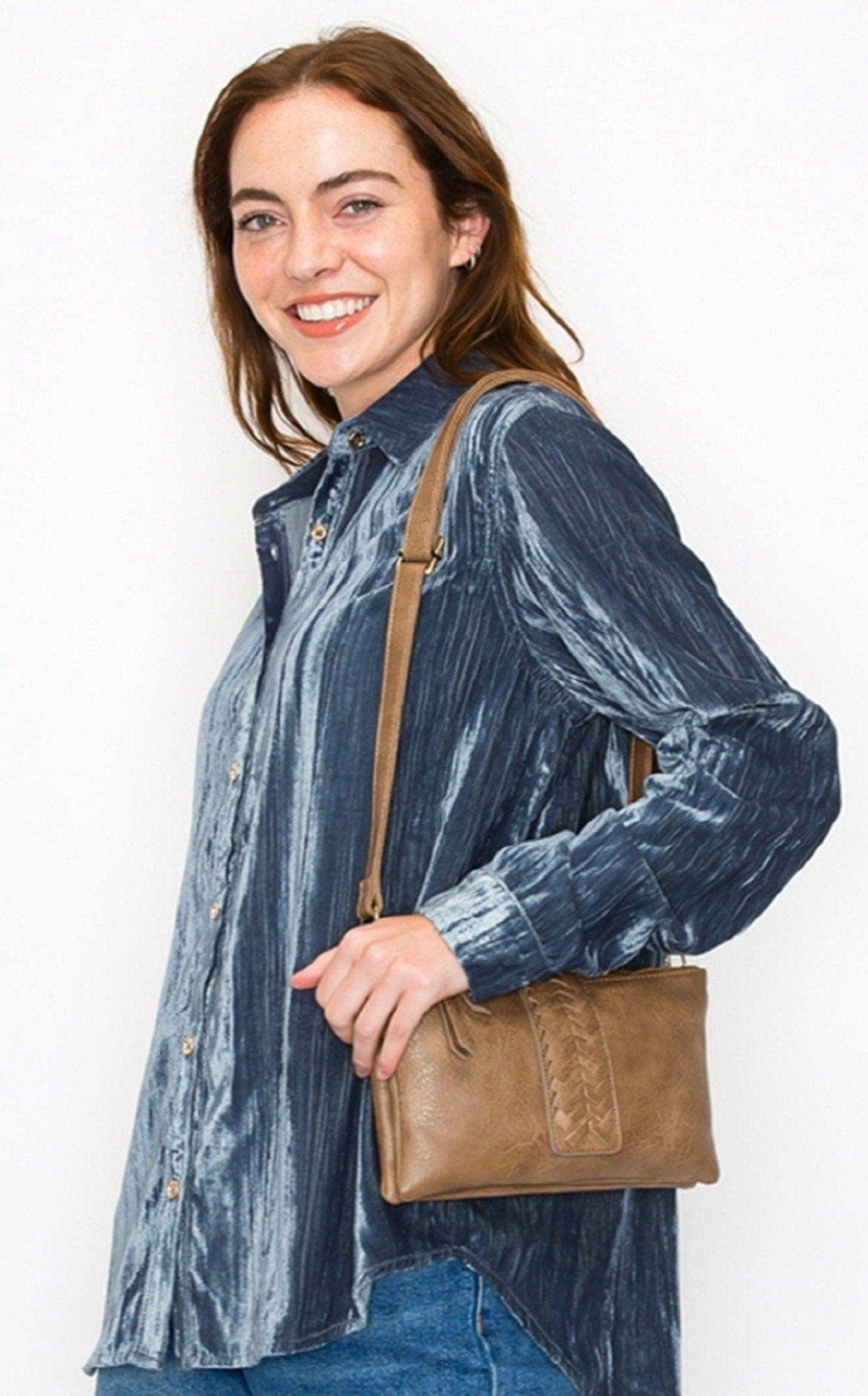 MiMi Wholesale - Vente Sac à bandoulière – femme - Sac à bandoulière à deux compartiments pour femmes avec détail tressé3