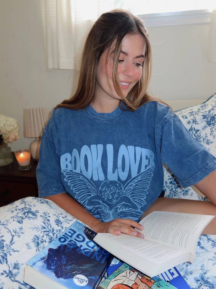 Book Lover T-Shirt | Book Lover Merch in Denim for wholesale by Rebel and Fleur