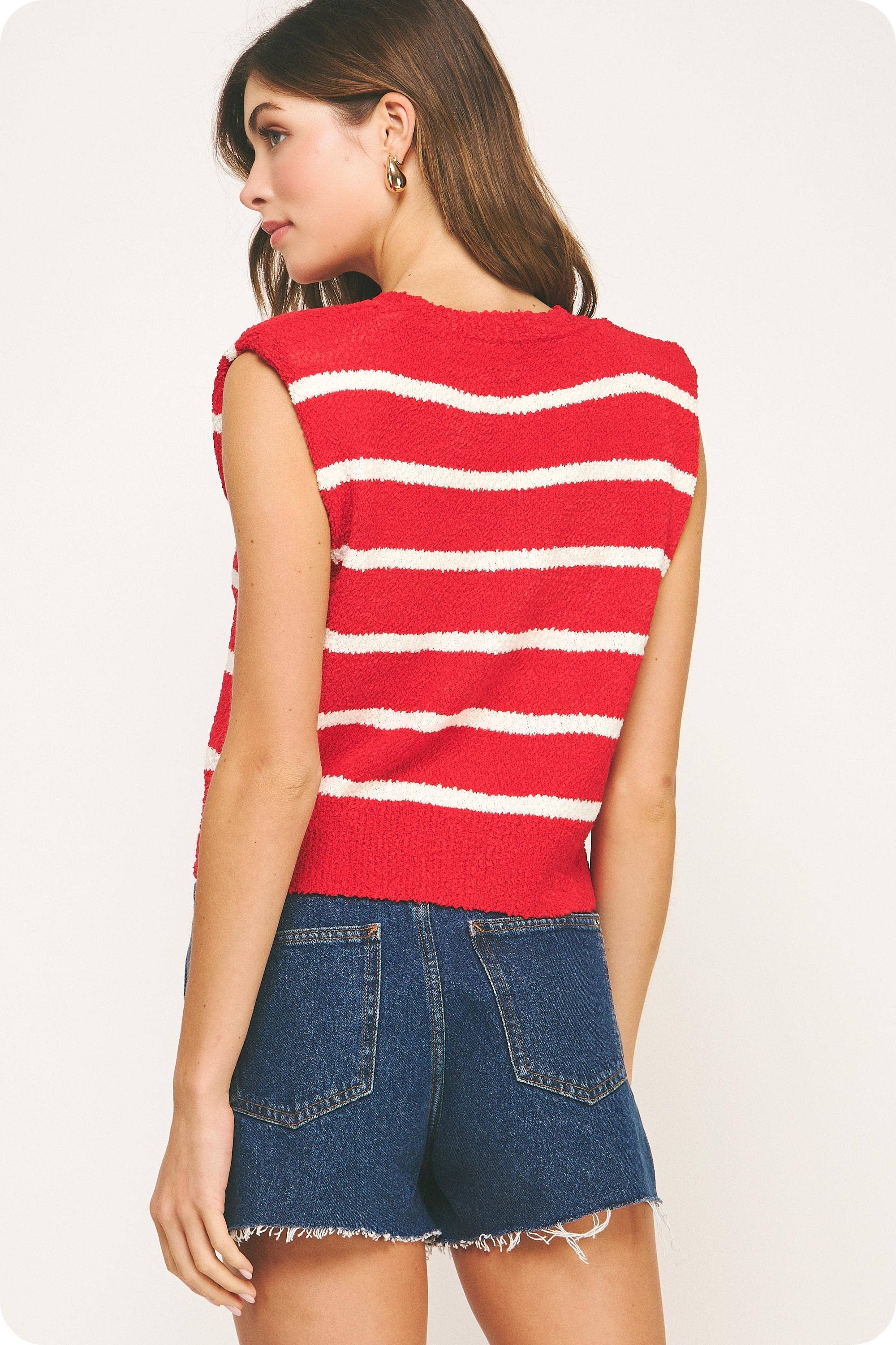 Strut & Bolt - Wholesale Tank Top - Women's - Shoulder Pad Sleeveless Textured Striped Knit Top21