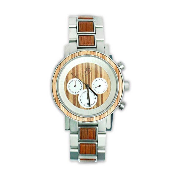 Montre Harrison en bois de whisky recyclé pour la vente par Mathieu Blanchard