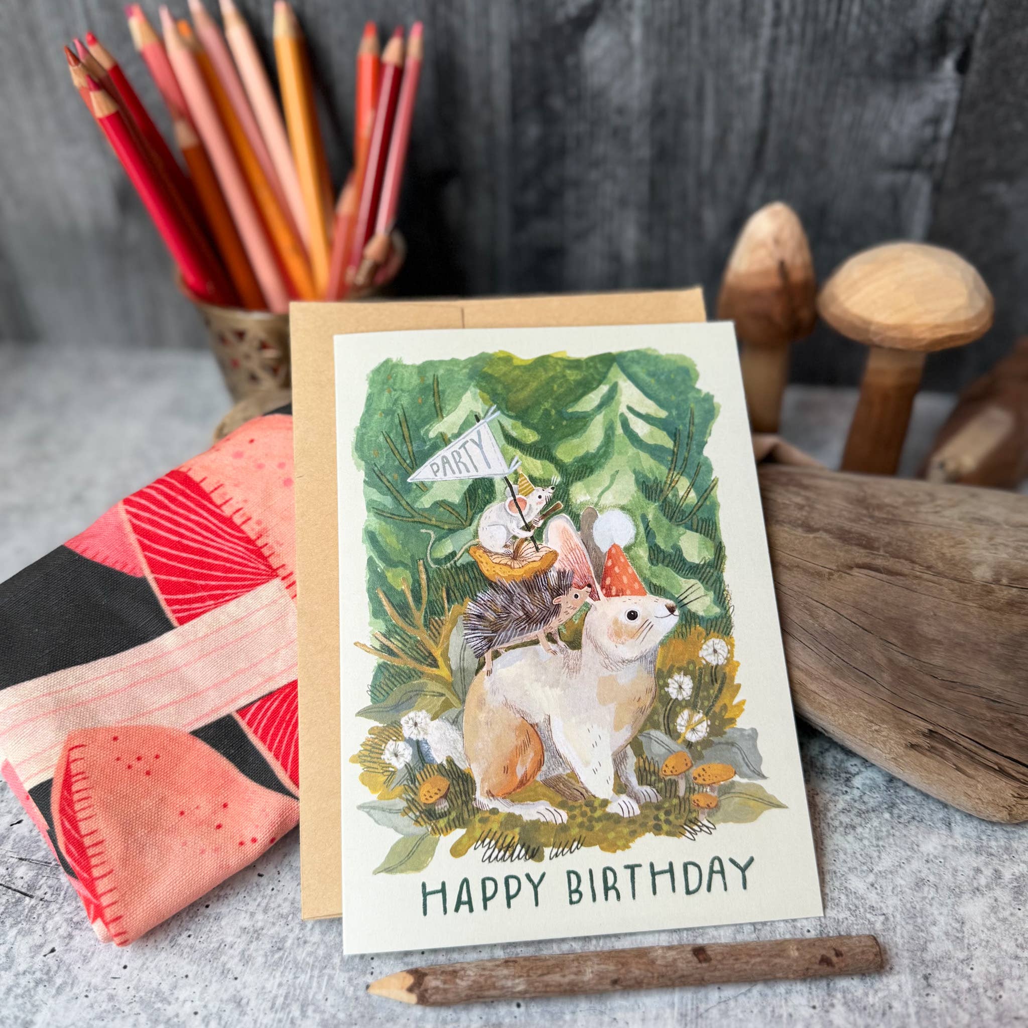 Canyon & Cove Art - Wholesale Birthday Card - Rabbit Celebration Birthday Card1