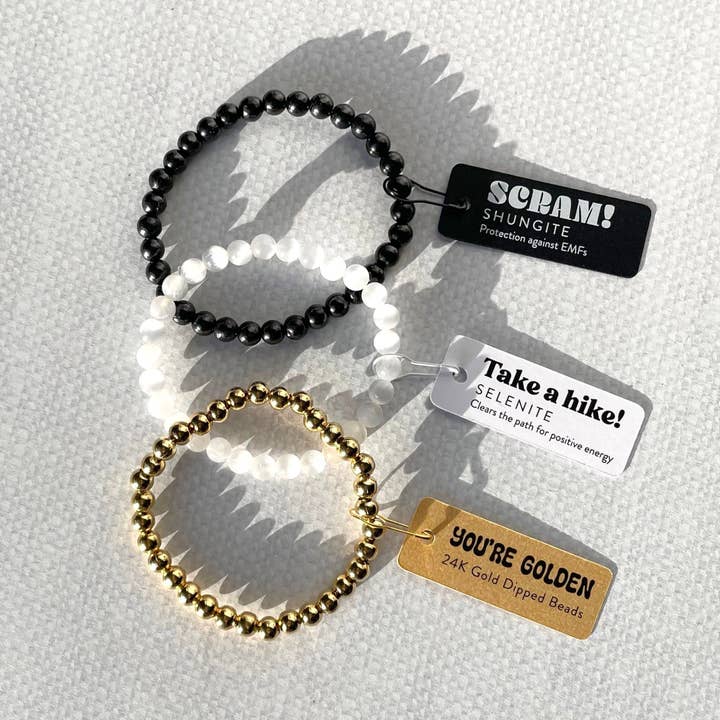 Batu Suci Handmade Jewelry & Aromatherapy - Wholesale Beaded Bracelet - Scram! Shungite Bracelet | EMF Protection Bracelet