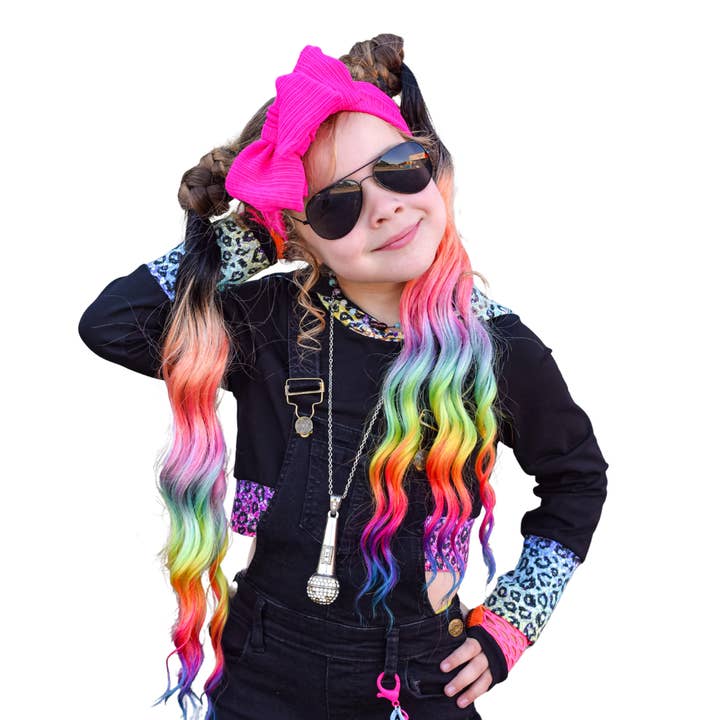 Wavy Ponytail Set - Long - Ombre Rainbow - 24" 2 pc for wholesale by Poppet Locks