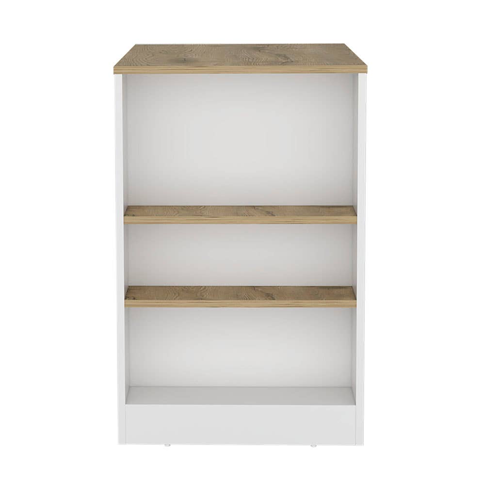 TUHOME FURNITURE – Organizador/armazenamento de cozinha por atacado – Portree Kitchen Island com prateleiras de 3 lados12