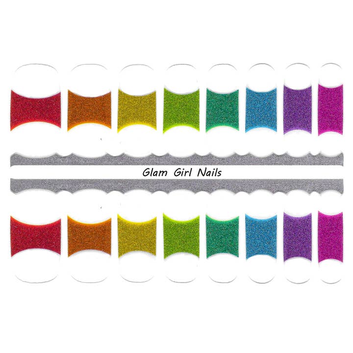 Rainbow French Manicure Nagelfolien für den Großhandel von Glam Girl Nails