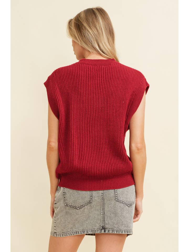 Cloud Ten - Wholesale Sweater Vest - Women's - CSW10210-1 - 'GAMEDAY" EMBROIDERED SLEEVELESS SWEATER VEST2