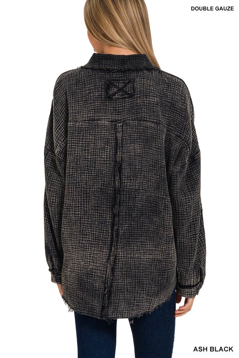 42POPS - Wholesale Button Down Shirt - Women's - `.Washed Double Gauze Button Down Shirt1