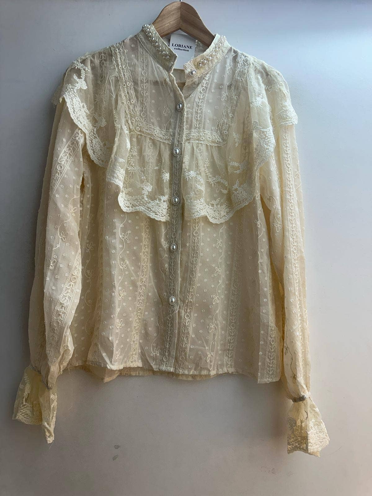 LORIANE - Wholesale Button Down Shirt - Women's - 6528 Transparent plain blouse2