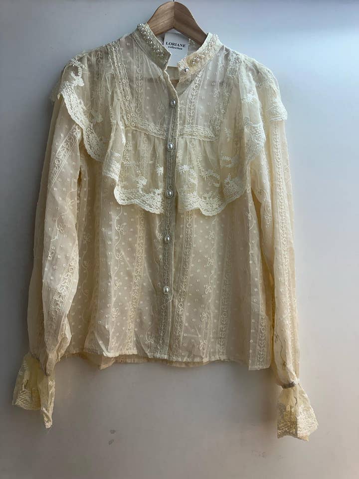 LORIANE - Wholesale Button Down Shirt - Women's - 6528 Transparent plain blouse2