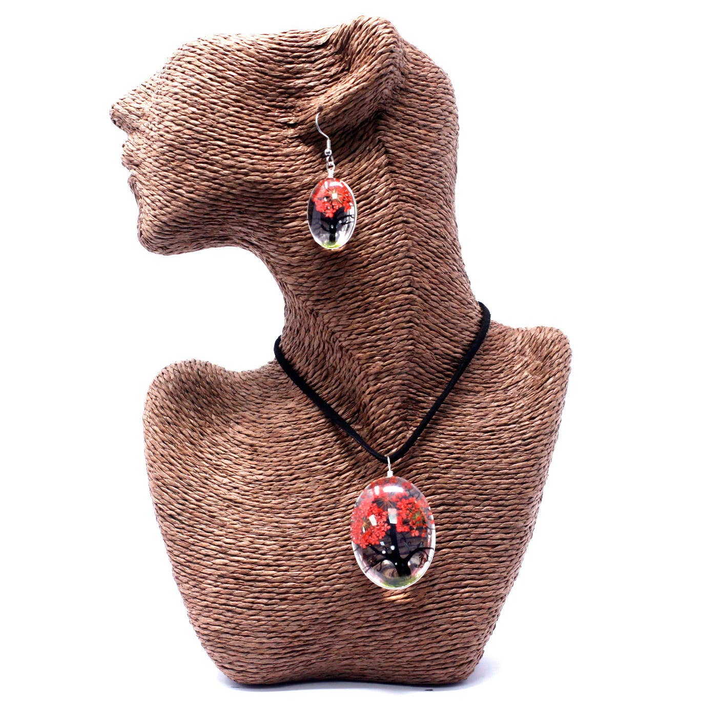 Ancient Wisdom - Wholesale Jewelry Set - Pressed Flowers - Tree of Life set - Coral1