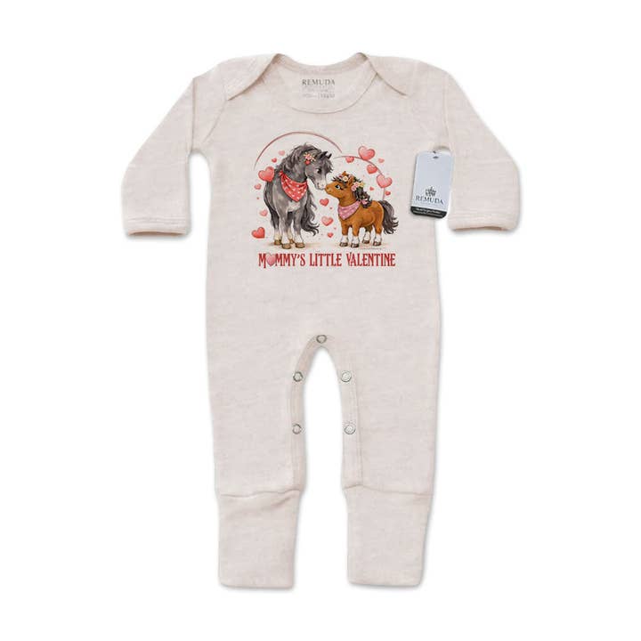 Mommy's Little Valentine Cowgirl - Infant Western Girls One-Piece Footed Pajamas W/Mittens (Copy) for wholesale by Remuda Western Wear