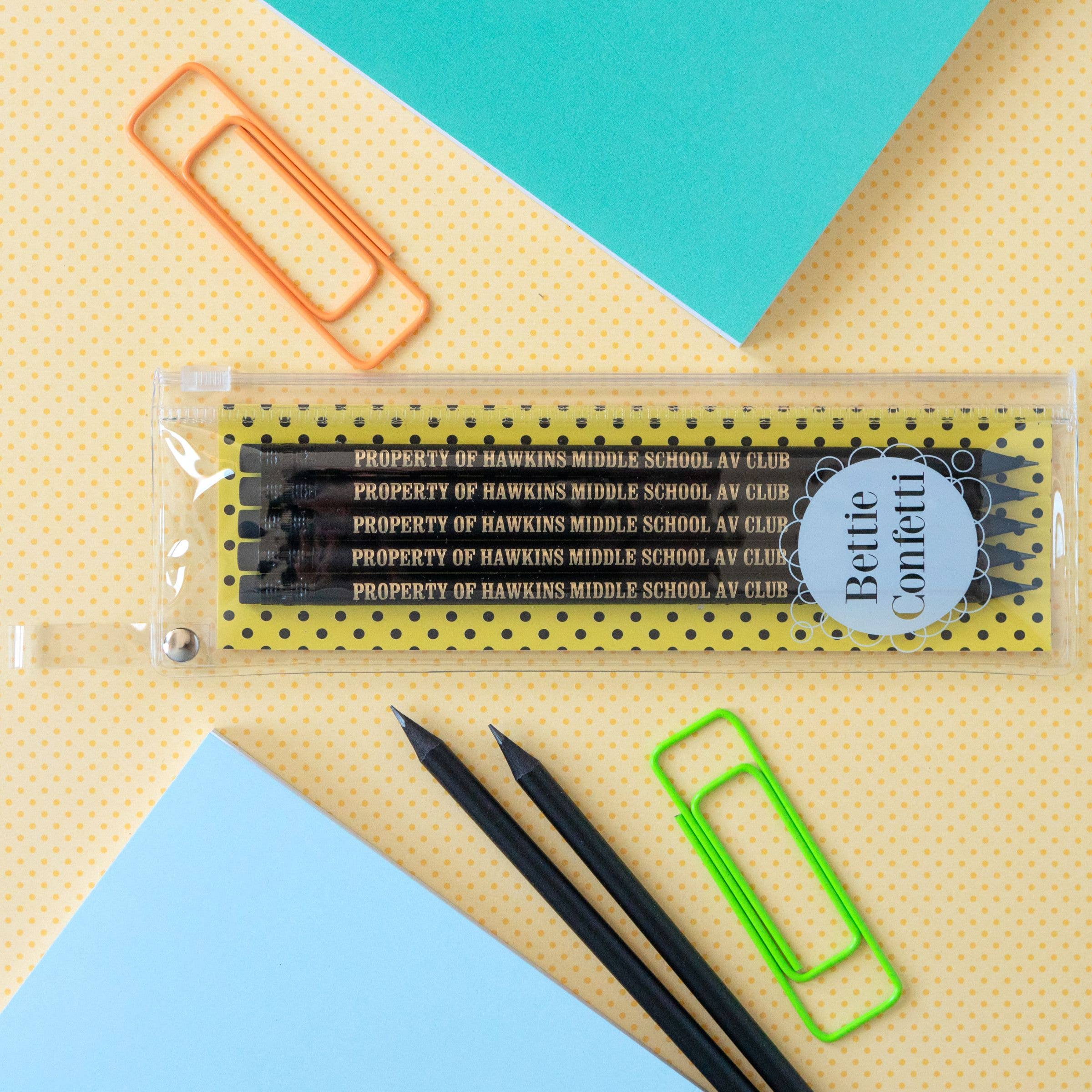 BETTIE CONFETTI - Wholesale Pencil - Stranger Things Pencil Set - Hawkins Middle School AV Club1