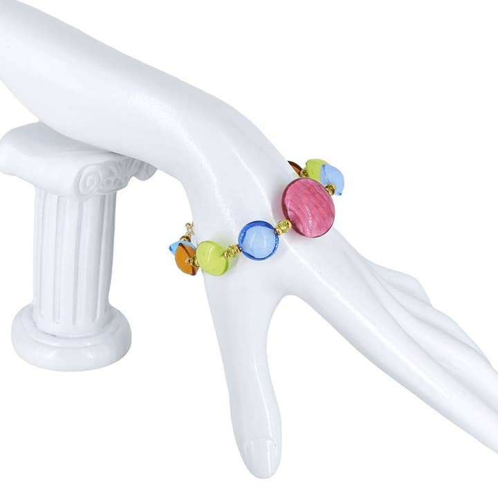 Multi-Color Murano Glass Bracelet with Gold-Filled Clasp for wholesale by Viktoria Simonë